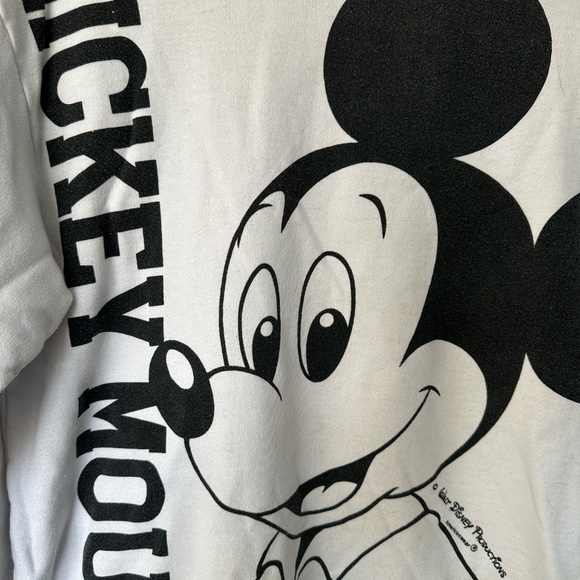 Vintage Mickey Mouse 80s Double Printed Sweatshirt White Oversized Size Small - Picture 5 of 11